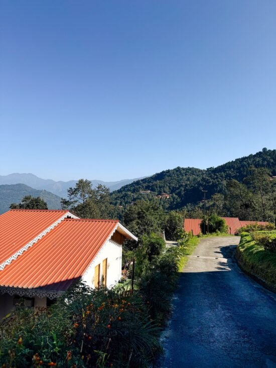Kaya Gantavya Resort & Spa, resort driveway mountains, Pelling, Sikkim