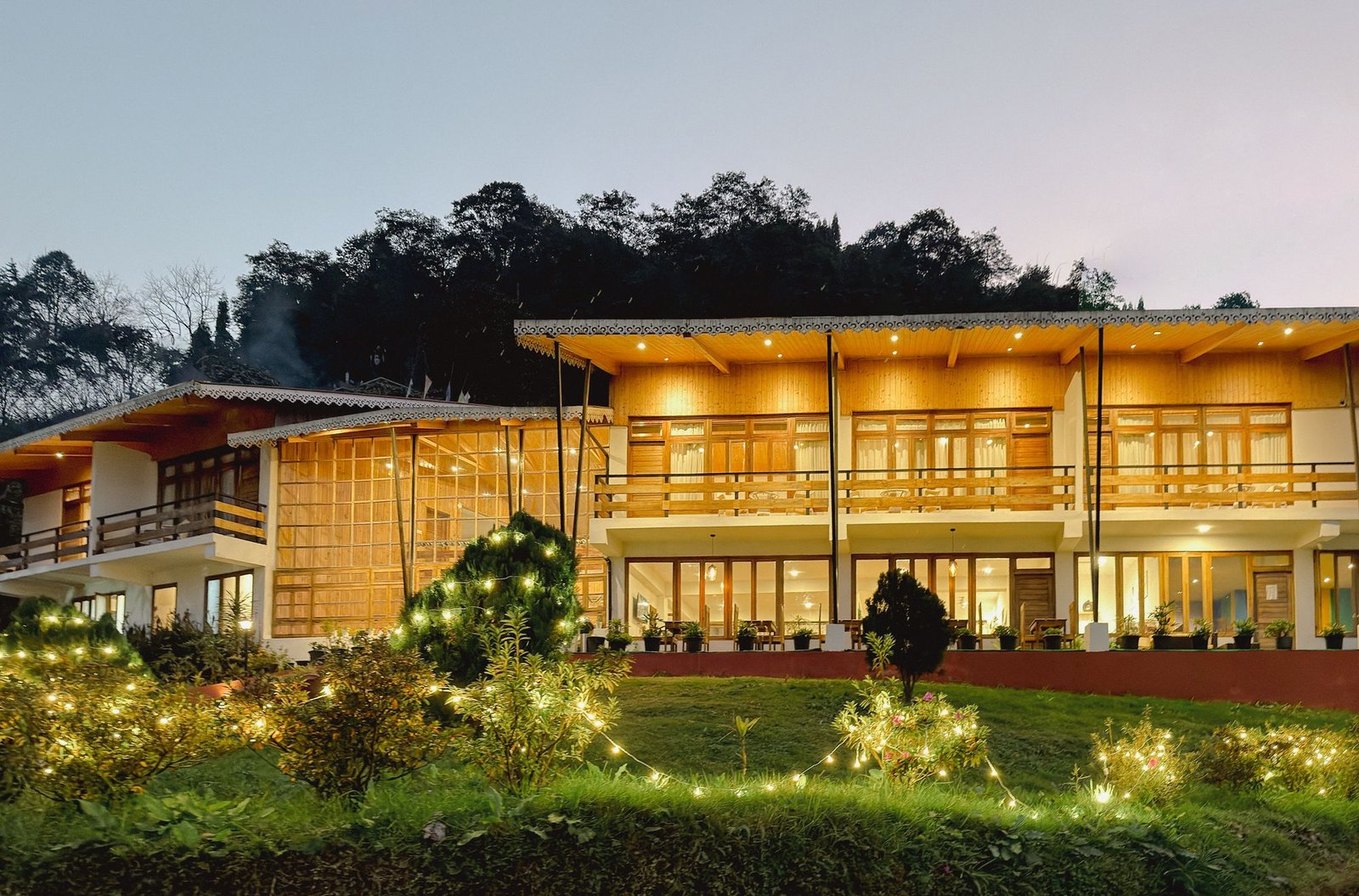 Kaya Gantavya Resort & Spa, resort illuminated facade, Pelling, Sikkim